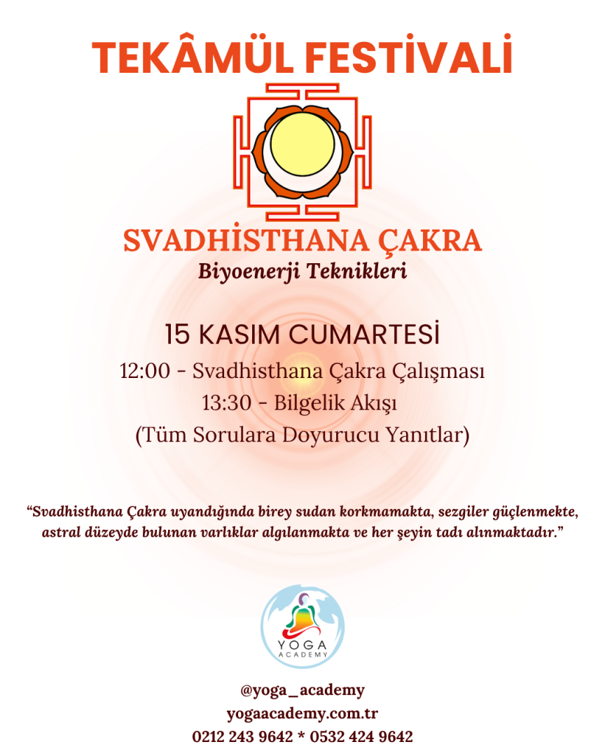 15 Kasım Tekâmül Festivali - Svadhisthana Çakra Çalışması